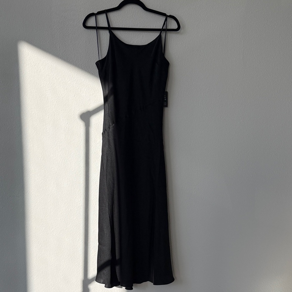 Express Black Midi Dress with Spaghetti Straps